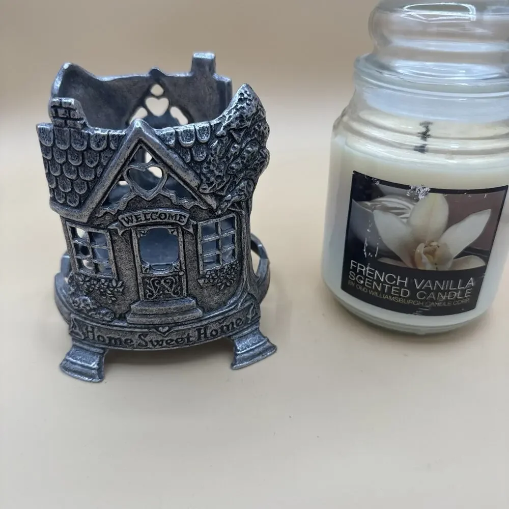 Pewter Jar Candle Holder Home Sweet Home Carson 1996 Yankee Candle Vintage